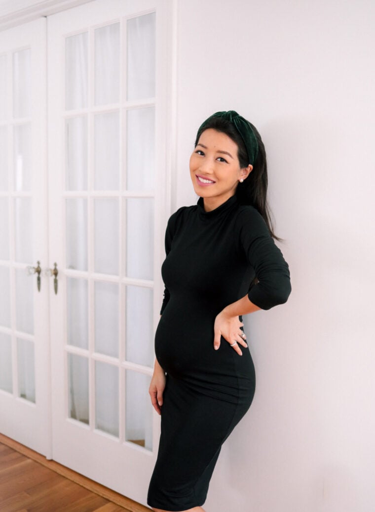 extra petite baby announcement black maternity dress