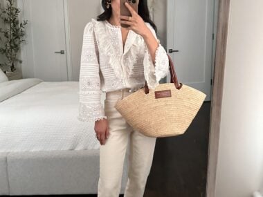 sezane nele blouse petite justine basket bag